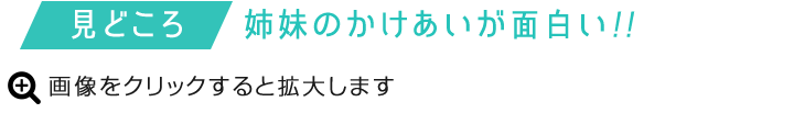 見どころ：姉妹のかけあいが面白い!!